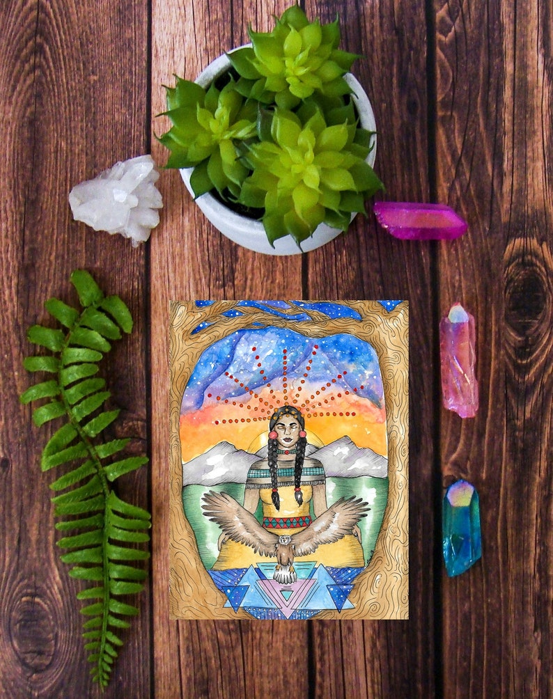 Visionary Art Surreal Mini Art Print ACEO Southwestern Art Spiritual Art Meditation Art Spirit Guide Goddess Art Psychedelic Art Sacred Art