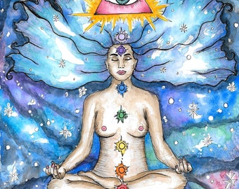 Visionary Art Surreal Art Print Sacred Feminine Spiritual Art Meditation Art Pagan Art Goddess Art Psychedelic Art