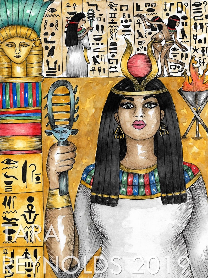 Goddess Art Egyptian Goddess Hathor Prayer Card Kemetic | Etsy