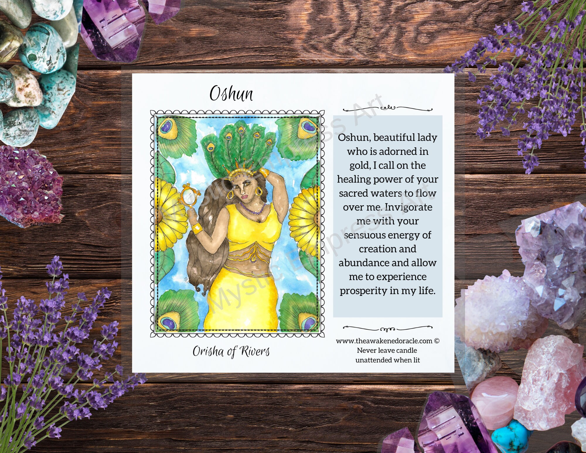 Oshun Art Seven Day Candle Label Vigil Candle Label Art Hoodoo - Etsy