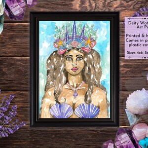 Goddess Yemaya Art Print Goddess Wall Art Pagan Orisha Mermaid Fantasy Sacred Divine Feminine Spiritual Altar image 3