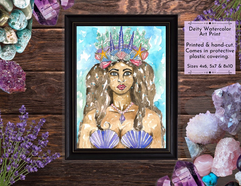 Goddess Yemaya Art Print Goddess Wall Art Pagan Orisha Mermaid Fantasy Sacred Divine Feminine Spiritual Altar image 3