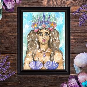 Goddess Yemaya Art Print Goddess Wall Art Pagan Orisha Mermaid Fantasy Sacred Divine Feminine Spiritual Altar image 2