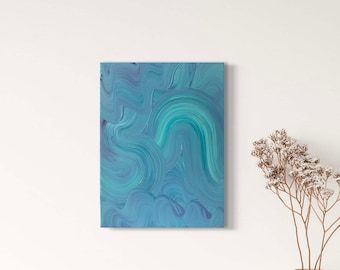 Mint dream (2024) 40x30 cm handmade painting interior blue purple acrylic art on canvas Gemälde auf Leinwand Handgefertigt