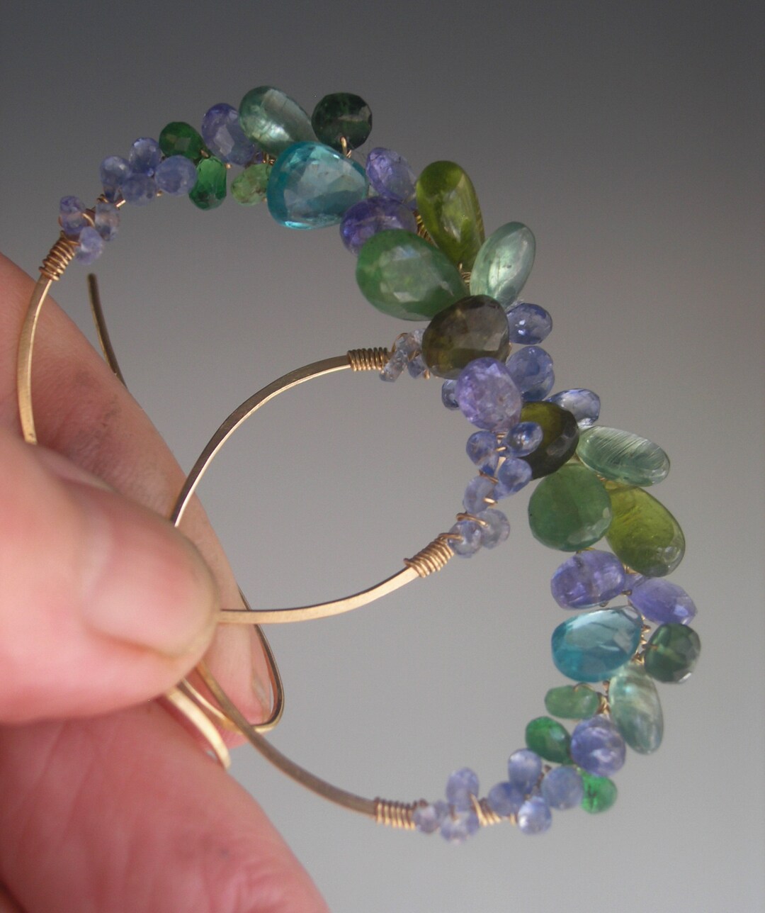 Starlight Jewel Hoop in Minty Blue main image 1
