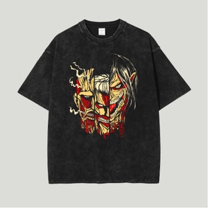 Atack On Titan Shirt, Anime Graphic Tshirt, Titan Anime Character Inspired Washed Shirt, Anime Manga Vintage Men's Pump Cover T Shirt