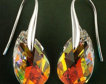 Aurora AB Orecchini Pendenti A Goccia In Argento 925 Con Cristallo Austriaco Sfaccettato, 24 Mm - Confezione Regalo