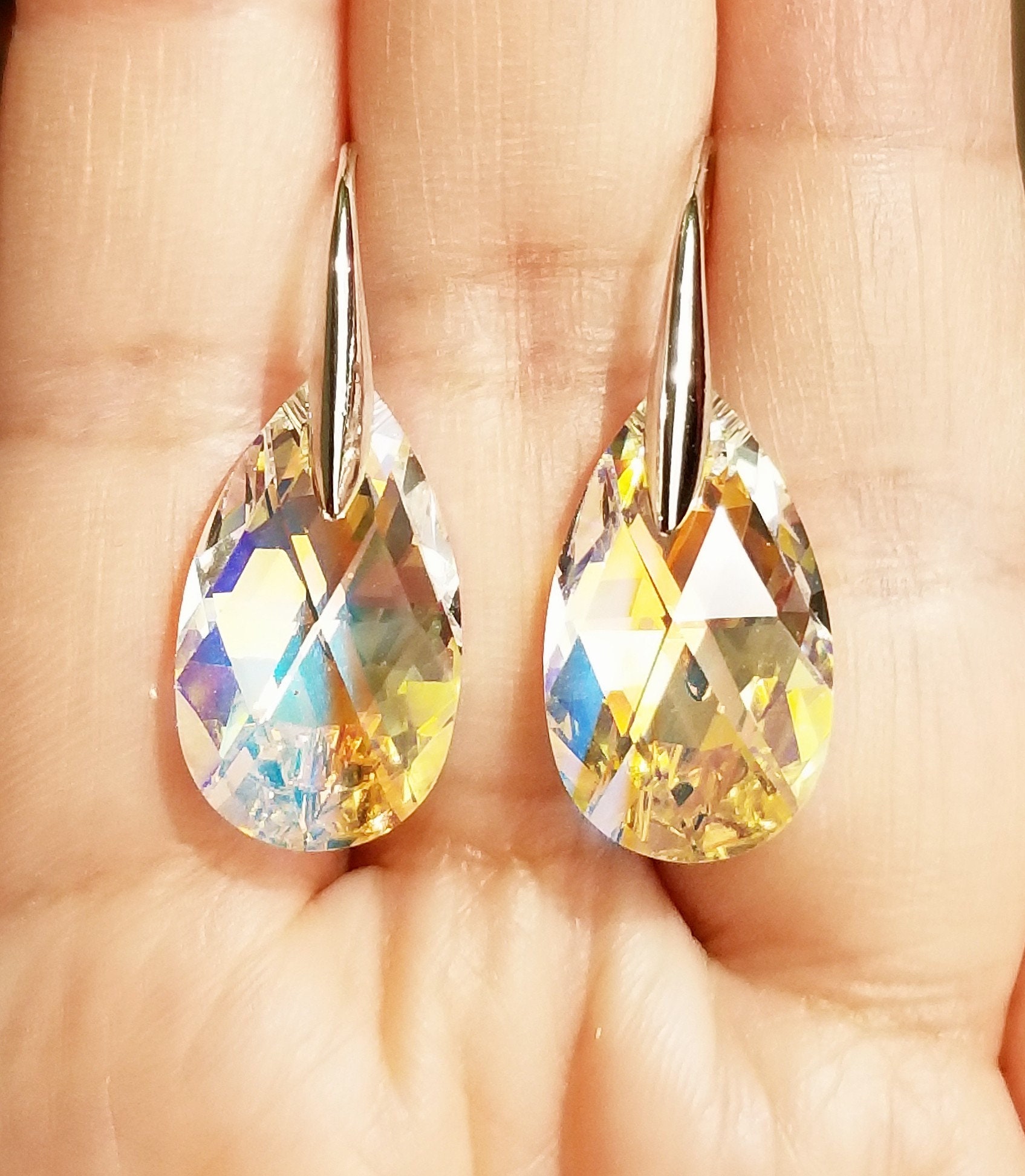 Orecchini Pendenti In Argento 925 Con Cristallo Aurora Boreale – Colori Vari – Modello PGD-366 - 4