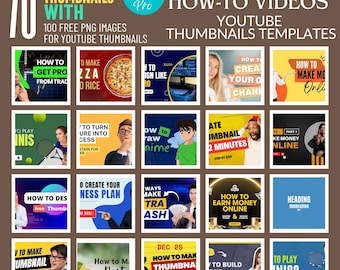 70 YouTube Thumbnail Templates: Editable Canva Designs (100 PNG Images)