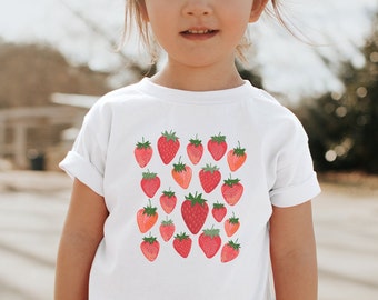 Strawberry Shirt for Toddler Youth Cute Kid Shirt for Summer Boho Kid Berries Shirt Natural Shirt for Trendy Kid Gift for Toddler Youth#0135