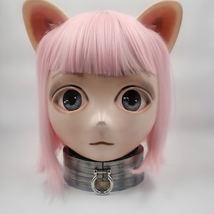 Máscara de Kigurumi.Cabeza de muñeca.Casco de cabeza completa.Máscara de anime.Máscara de travestismo. Animegao. Máscara de carnaval. Muñeca con cabeza BJD. Máscara facial real. Máscara manga.