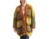 Chunky Wool Cardigan, Wool Overcoat, Chunky Cardigan, Wool Cardigan, Oversize Cardigan, Extreme Knitting, Earth Tones