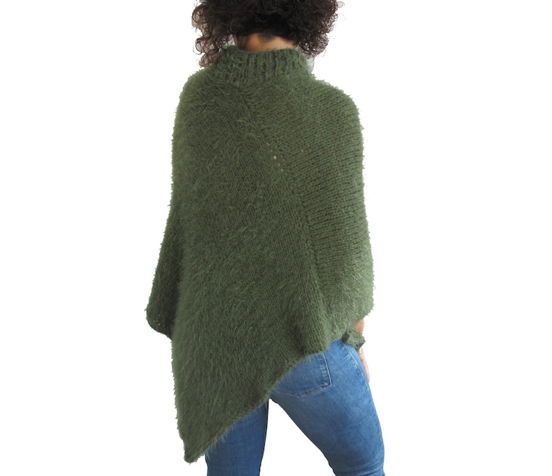 Hand Knitted Turtleneck Poncho Sweater