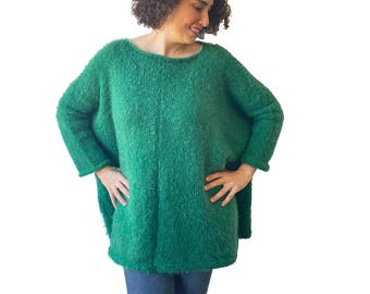 Hand Knit Oversize Sweater, Lightweight Warm Knit, Soft Non Itchy Yarn, L–3XL, Minimal Basic Women Sweater