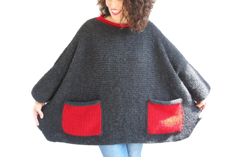 Hand Knit Sweater, Wool Woman Sweater, Oversized Sweater, Oversized Jumper, Plus Size Sweater, Loose Fit Sweater image 2