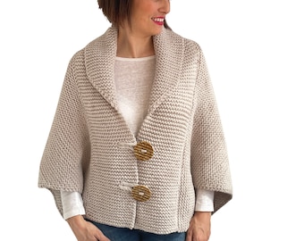 Poncho en laine, poncho pour femme, poncho en tricot main, châle en laine