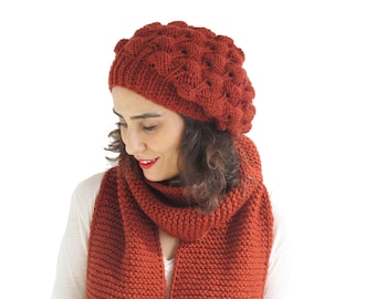 Gorro de invierno, Gorro de lana, Gorro y bufanda de lana, Gorro y bufanda de lana tejidos, Regalo de Navidad para ella, Conjunto de gorro y bufanda de lana, Accesorios de invierno