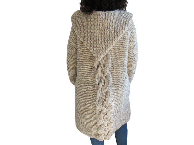Knit Cardigan, Maxi Cardigan, Casual Cardigan, Hooded Coat, Hooded Knitted Coat, Long Cardigan, Wool Overcoat image 4