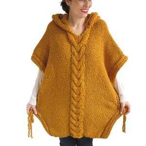 Wool Overcoat, Wool Coat, Chunky Wool Poncho, Oversized Poncho, Best Seller Item, Yellow Wool Poncho, Extreme Knitting