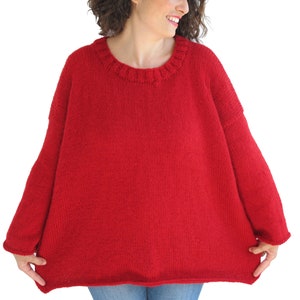 Casual Knit Sweater, Hand Knitted Sweater, Loose Sweater, Red Sweater