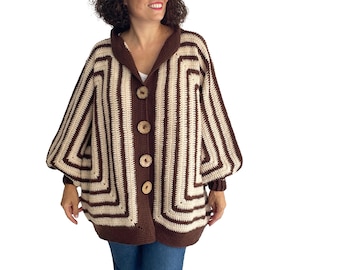 Crochet Cardigan, Granny Square Cardigan, Chunky Cardigan, Boho Cardigan, Oversized Cardigan, Plus Size Cardigan