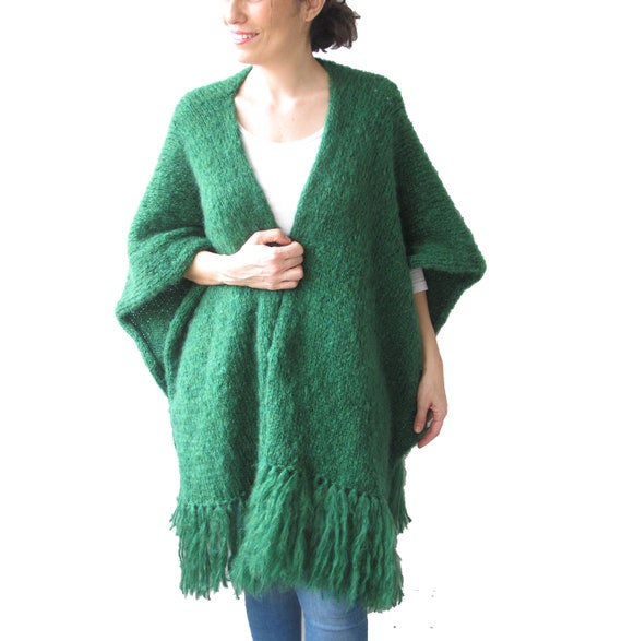 Plus Size Poncho Wool Poncho Over Size Poncho Green Wool | Etsy