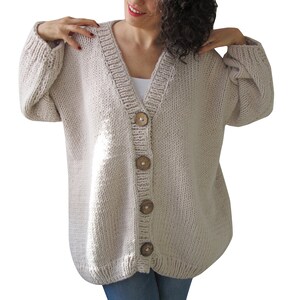 Chunky Cardigan, Hand Knit Cardigan, Oversize Cardigan, Loose Fit Cardigan, Plus Size Cardigan image 4