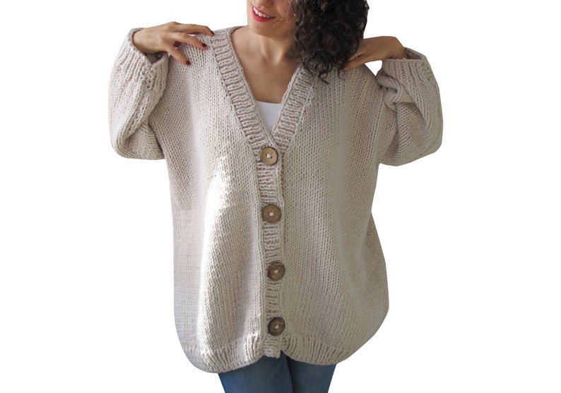 Chunky Cardigan, Hand Knit Cardigan, Oversize Cardigan, Loose Fit Cardigan, Plus Size Cardigan image 4