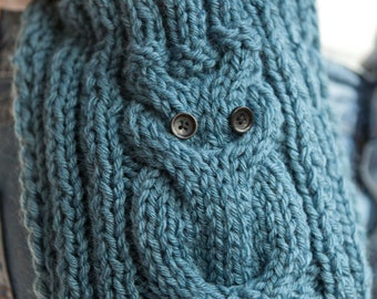 Blue Owl Scarf  With Pockets