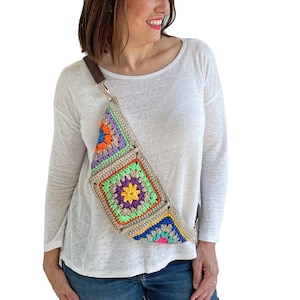 Bolso Gratis, Riñonera, Bolso Fanny de Ganchillo, Uso Diario, Bolso Boho, Bolso Cuadrado de la Abuela, Bolso de Ganchillo, Bolso Fanny, Bolso Mensajero