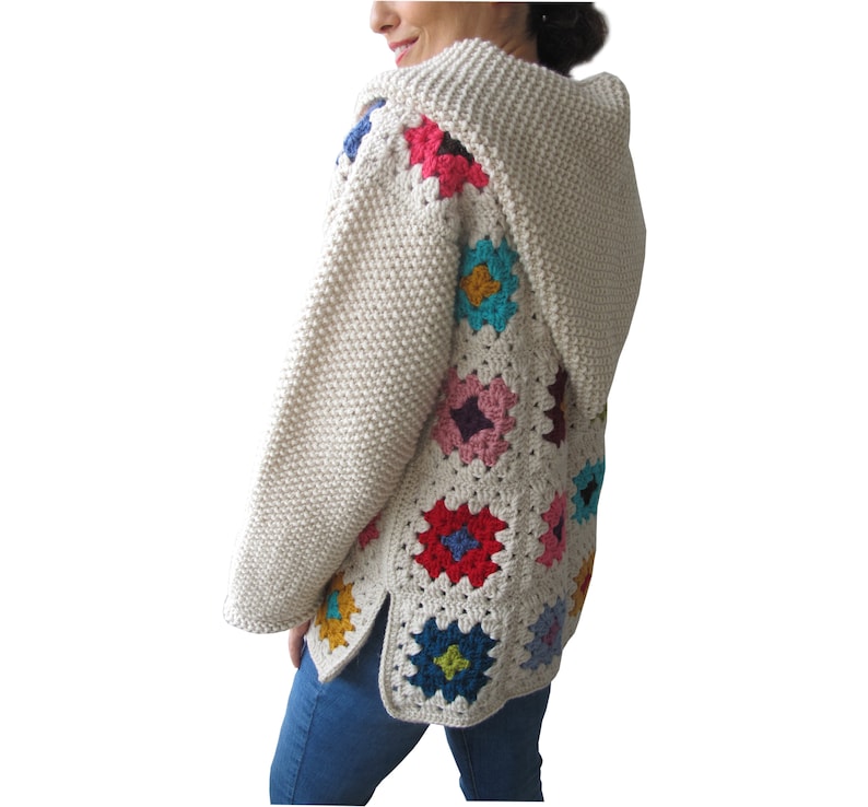 Afghan Jacket Patchwork Crochet Jacket Hand Knitted Afghan Etsy