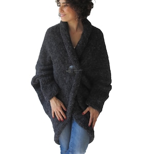 Chunky Dark Gray Casual Cardigan imagem 4