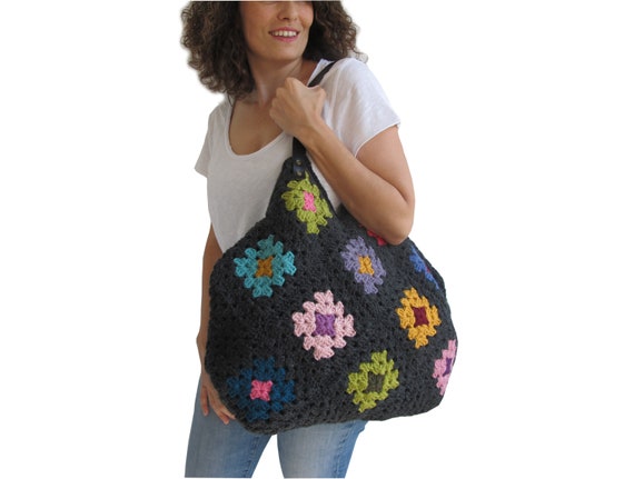 Crochet Bag, Shoulder Bag, Tote Bag, Granny Square, Handmade Bag