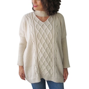 V-Neck Sweater, Wool Sweater, Hand Knitted Sweater, Loose Fit Sweater, Woman Pullover