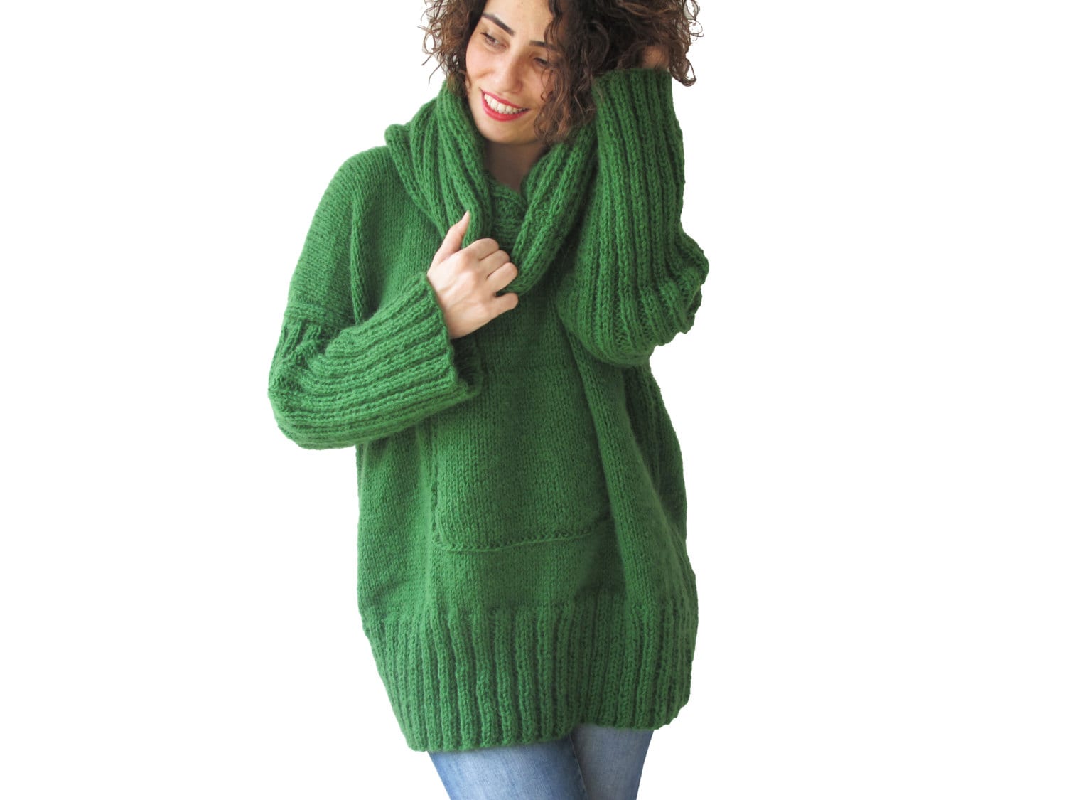 Dark Green Sweater Dress for Women - Etsy