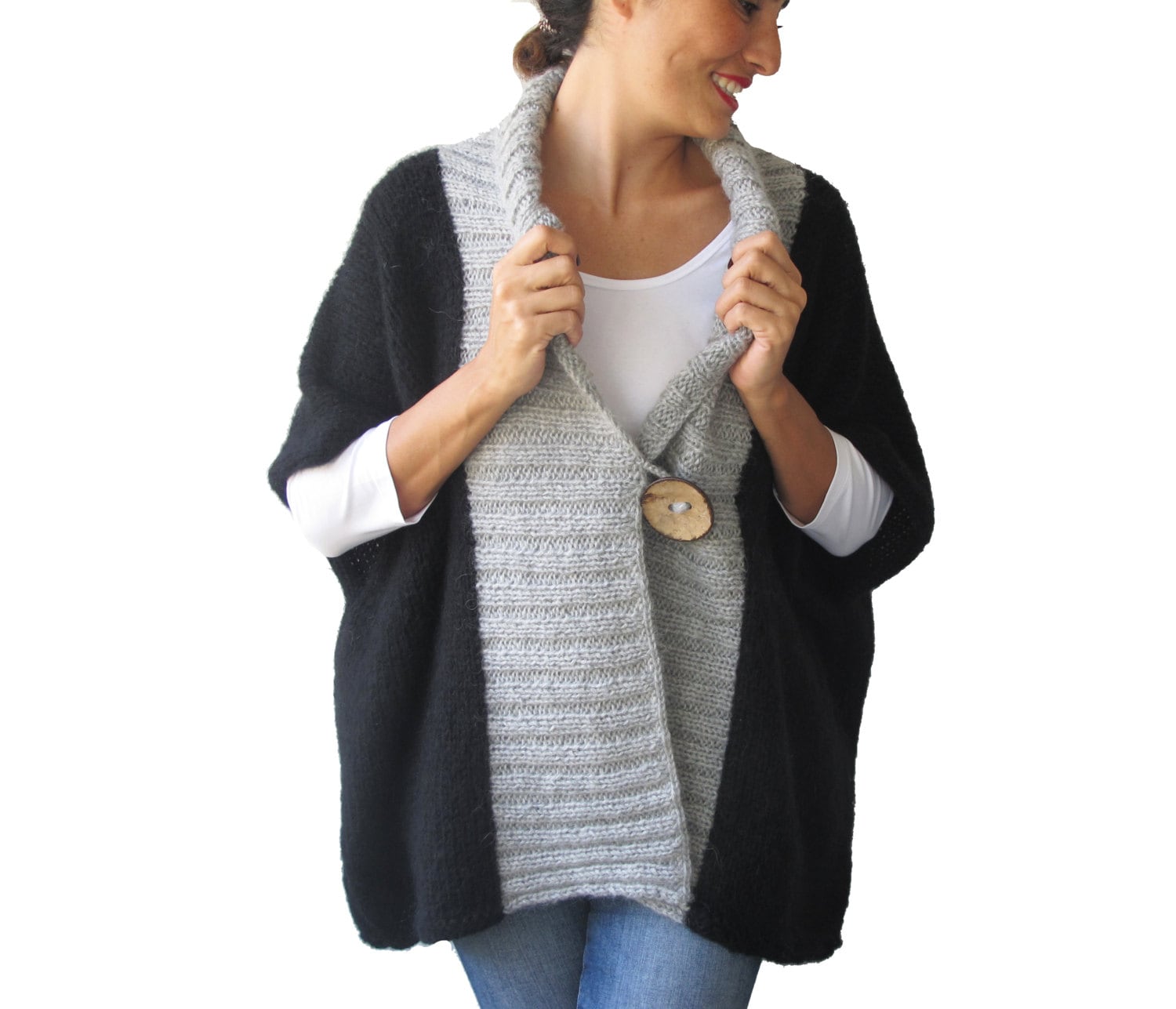 yoke loose mohair cardigan