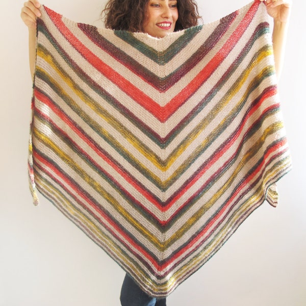 SAMPLE SALE! Earth Tones Color Mohair Triangle Shawl by Afra