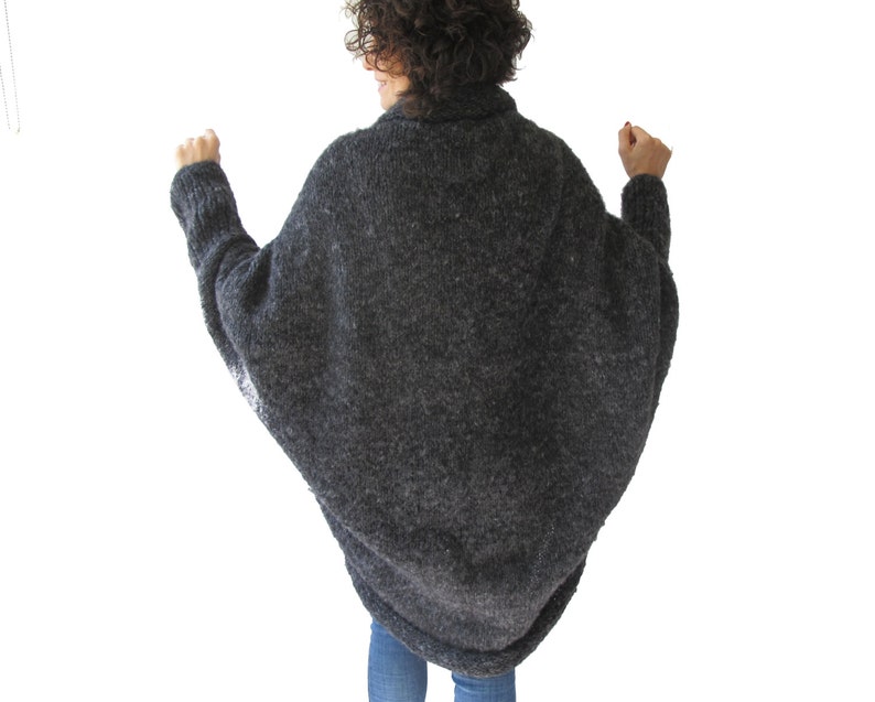 Chunky Dark Gray Casual Cardigan imagem 3