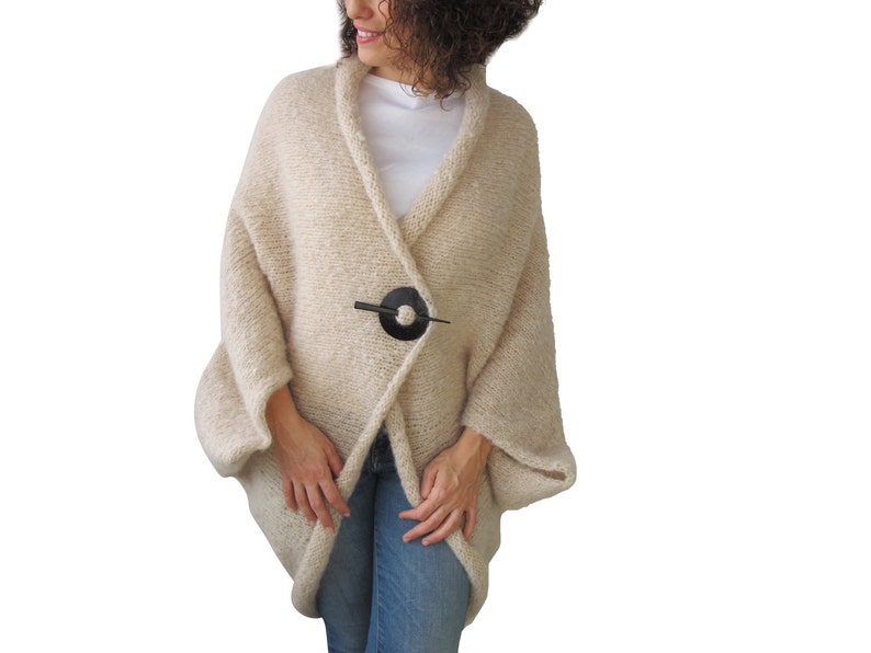 Overcoat Wool Poncho Big Size Poncho Wool Cardigan Oversized Poncho Oversize Poncho Plus Size Cardigan Hand Knit Cardigan