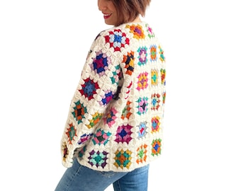 Crochet Sweater, Granny Square Sweater, Wool Sweater, Afghan Pattern