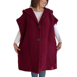 Woman Vest, Wool Vest, Wool Long Vest, Wool Woman Cardigan, Hand Knit Vest, Hand Knit Cardigan, Plus Size Cardigan, Oversize Cardigan