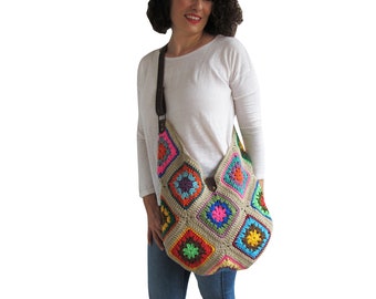 Afghan Bag, Granny Square Bag, Tote Bag, Granny Square Crochet Bag, Crochet Bag, Shoulder Bag, Mama Bag, Handbag