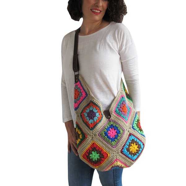 Afghan Bag, Granny Square Bag, Tote Bag, Granny Square Crochet Bag, Crochet Bag, Shoulder Bag, Mama Bag, Handbag