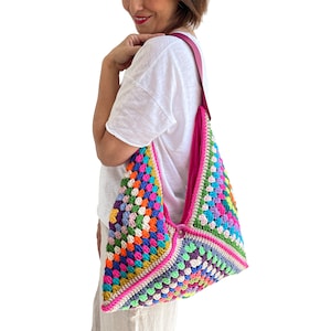 Häkel Tasche,Frauen Tasche, Oma Quadrat Tasche, Strick Tasche, Vintage Strick Tasche, Hippi Tasche, Festival Tasche