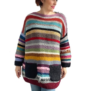 Patchwork Sweater, Wool Woman Sweater, Colorful Sweater, Boho Style, One Of A Kind Sweater