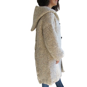 Knit Cardigan, Maxi Cardigan, Casual Cardigan, Hooded Coat, Hooded Knitted Coat, Long Cardigan, Wool Overcoat image 3