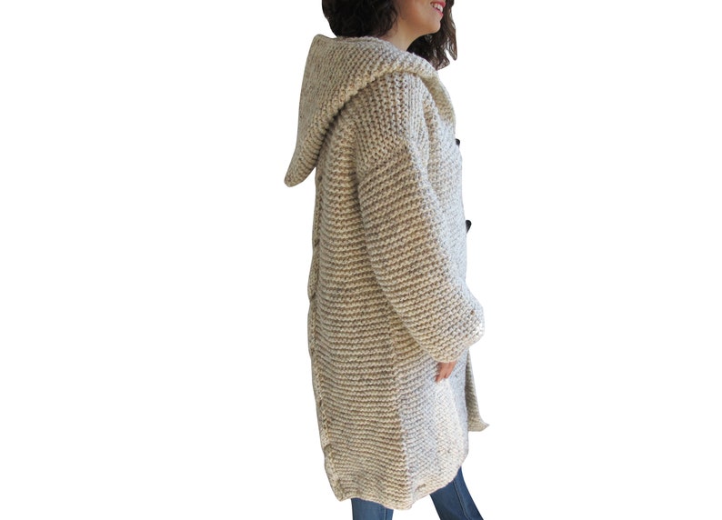 Knit Cardigan, Maxi Cardigan, Casual Cardigan, Hooded Coat, Hooded Knitted Coat, Long Cardigan, Wool Overcoat image 3