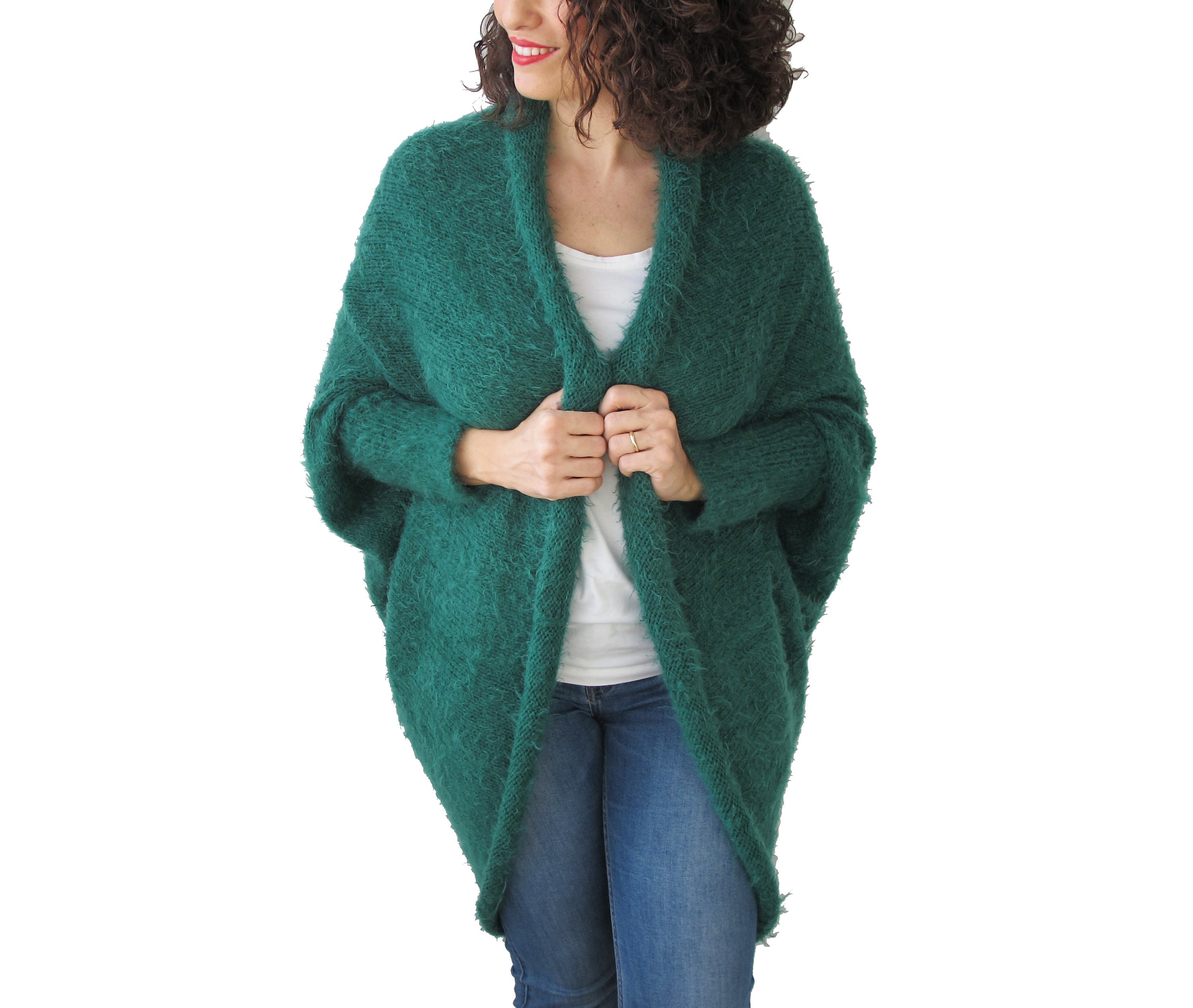 Slouchy Cardigan Green Open Front Cardigan - Etsy Hong Kong