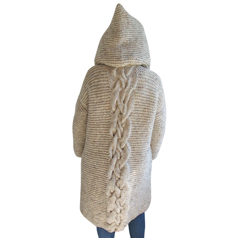 Knit Cardigan, Maxi Cardigan, Casual Cardigan, Hooded Coat, Hooded Knitted Coat, Long Cardigan, Wool Overcoat image 5