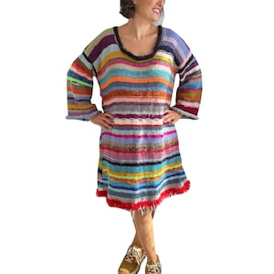 Knit Dress, Knitted Dress, Wool Dress, Boho Style Dress, One of a Kind, Plus Size Dress